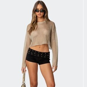 Edikted studded fold over micro shorts